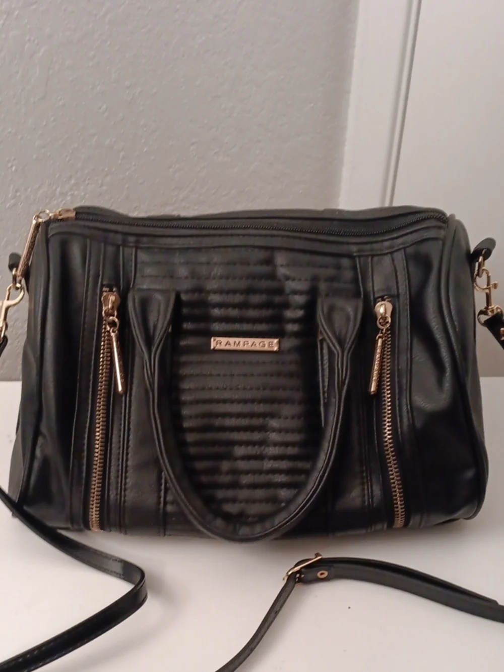 Rampage Black Quilted Shoulder Bag with Gold Hardware